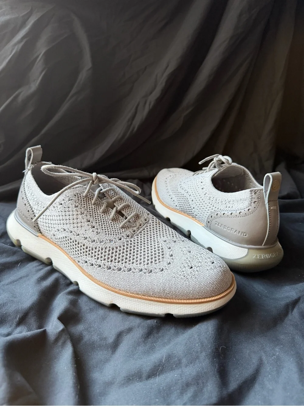 Cole Haan Light Gray Knit Wingtip Derby Oxford - Zerogrand Style